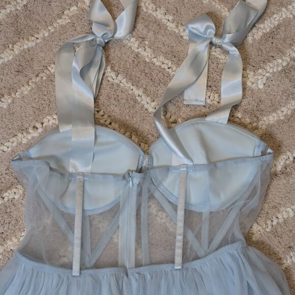 NWT - Tie Shoulder Bustier Mesh Party Dress Size Large - Picture 5 of 9